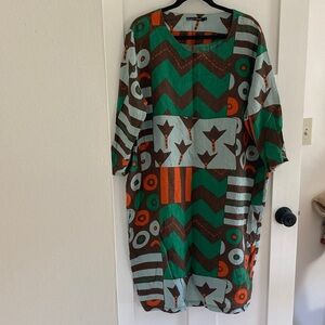 Colorful Geometric Linen Dress